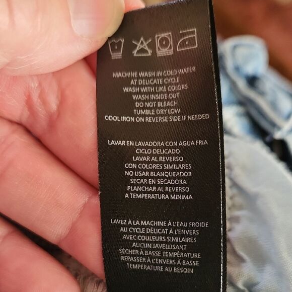 bebe Light Blue Flare Jeans with Button Accents - Picture 6 of 6